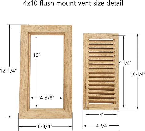 Unfinished Flush Mount Floor Vent 4 x 10 Maple