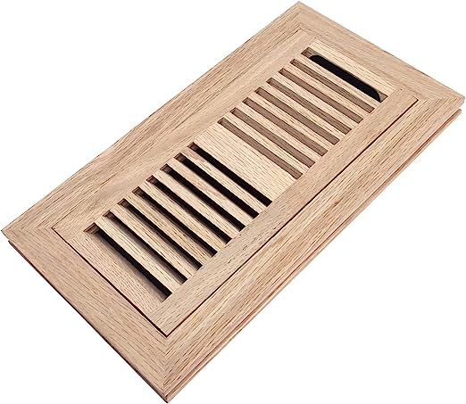 Unfinished Flush Mount Floor Vent 4 x 10 Red Oak